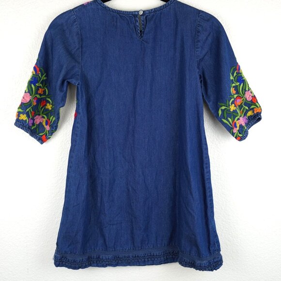 Peek‎ Kids Embroidered Denim Dress M 6–7 Floral Boho India - Picture 5 of 8